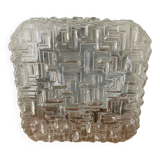Plafonnier Applique Ancienne Verre Moulé + Support Métal Vintage #C384