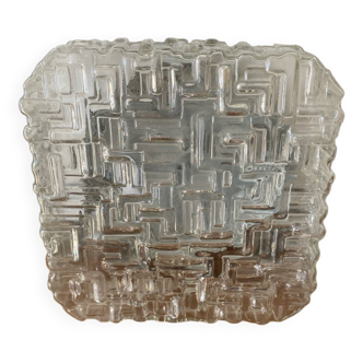 Antique Wall Lamp Ceiling Light Molded Glass + Vintage Metal Bracket #C384