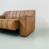 Mid-Century Swiss Cognac Leather DeSede DS-44  Extendable 2-seater Sofa by DeSede 1970s.