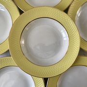 lot of 6 hollow plates Moulin des Loups textured canary yellow 50s