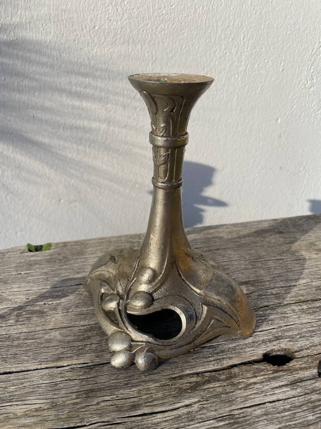 3 antique candlesticks in gold and silver metal