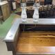 Bar counter in oak, zinc, and white marble from the early 20th century.