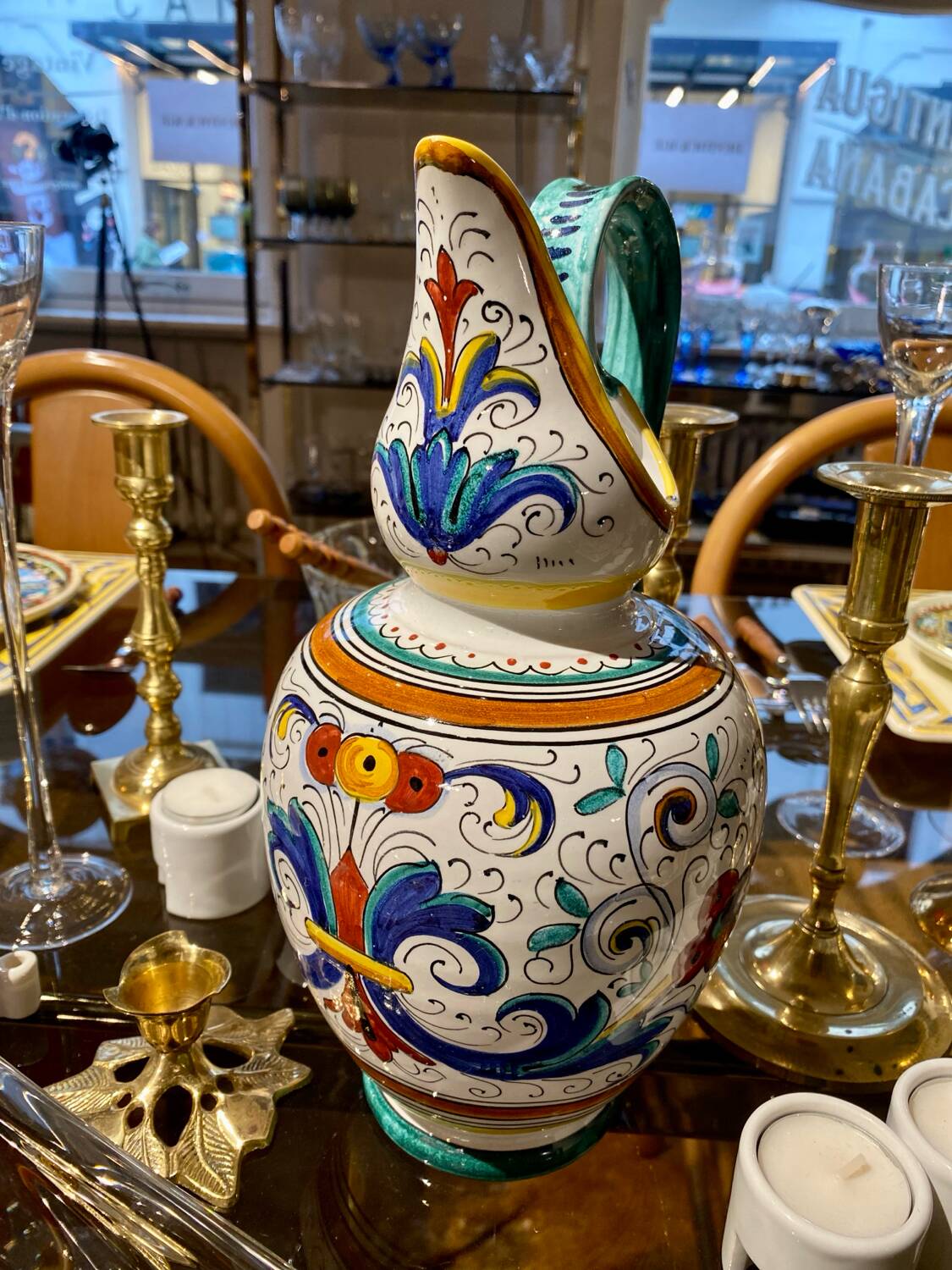 Deruta Italian earthenware pitcher