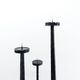 Large brutalist tripod chandelier in hammered wrought iron – Europe, circa 196