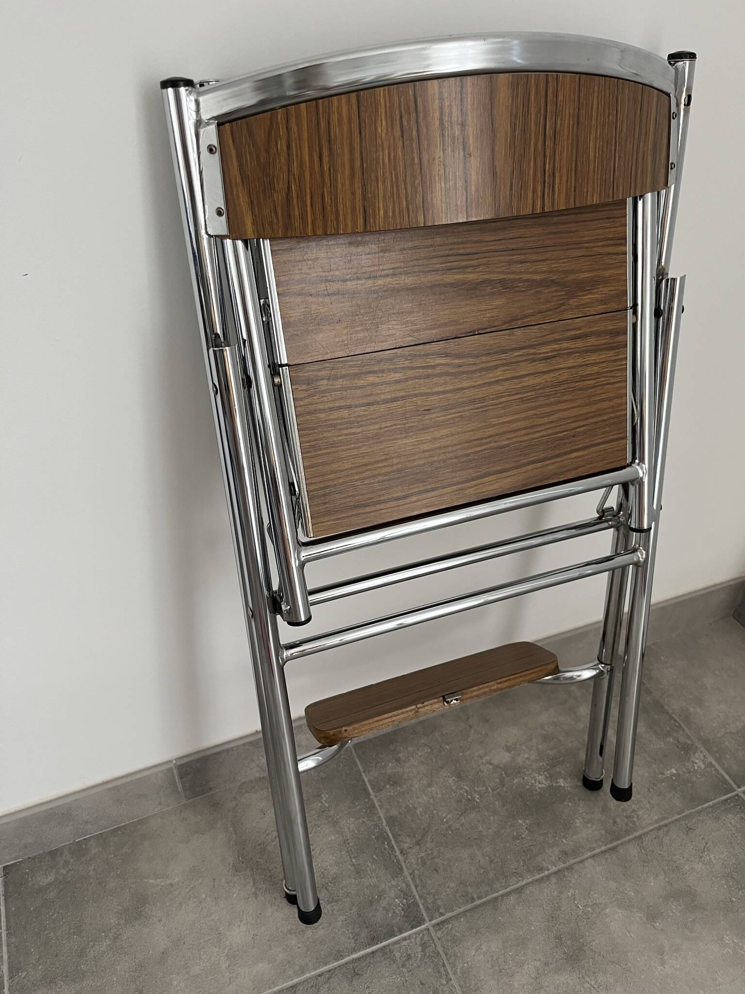 Chrome and formica stepladder chair from the 60s/70s
