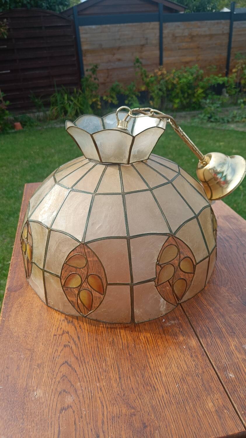 Mother-of-pearl and brass pendant light