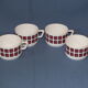 4 cups Arcopal Vintage 70s square décor Pop Polka