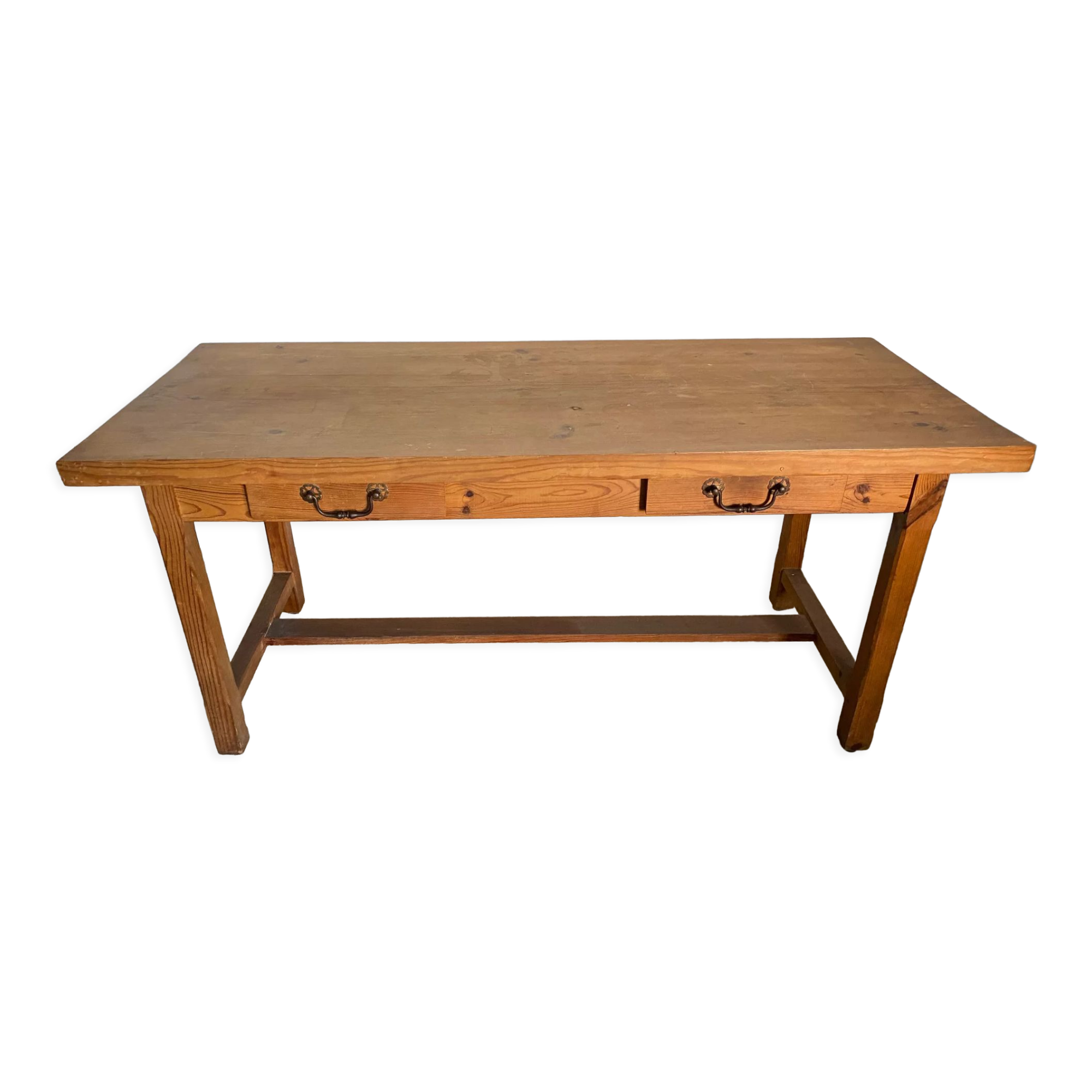 Solid pine dining farmhouse table with 2 drawers 1950 160x69x74cm