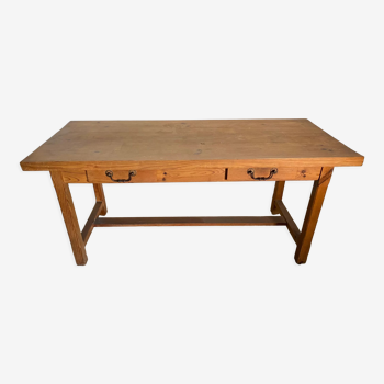 Solid pine dining farmhouse table with 2 drawers 1950 160x69x74cm