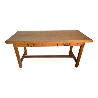 Solid pine dining farmhouse table with 2 drawers 1950 160x69x74cm