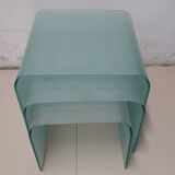 Vintage Nesting Tables made of frosted glass