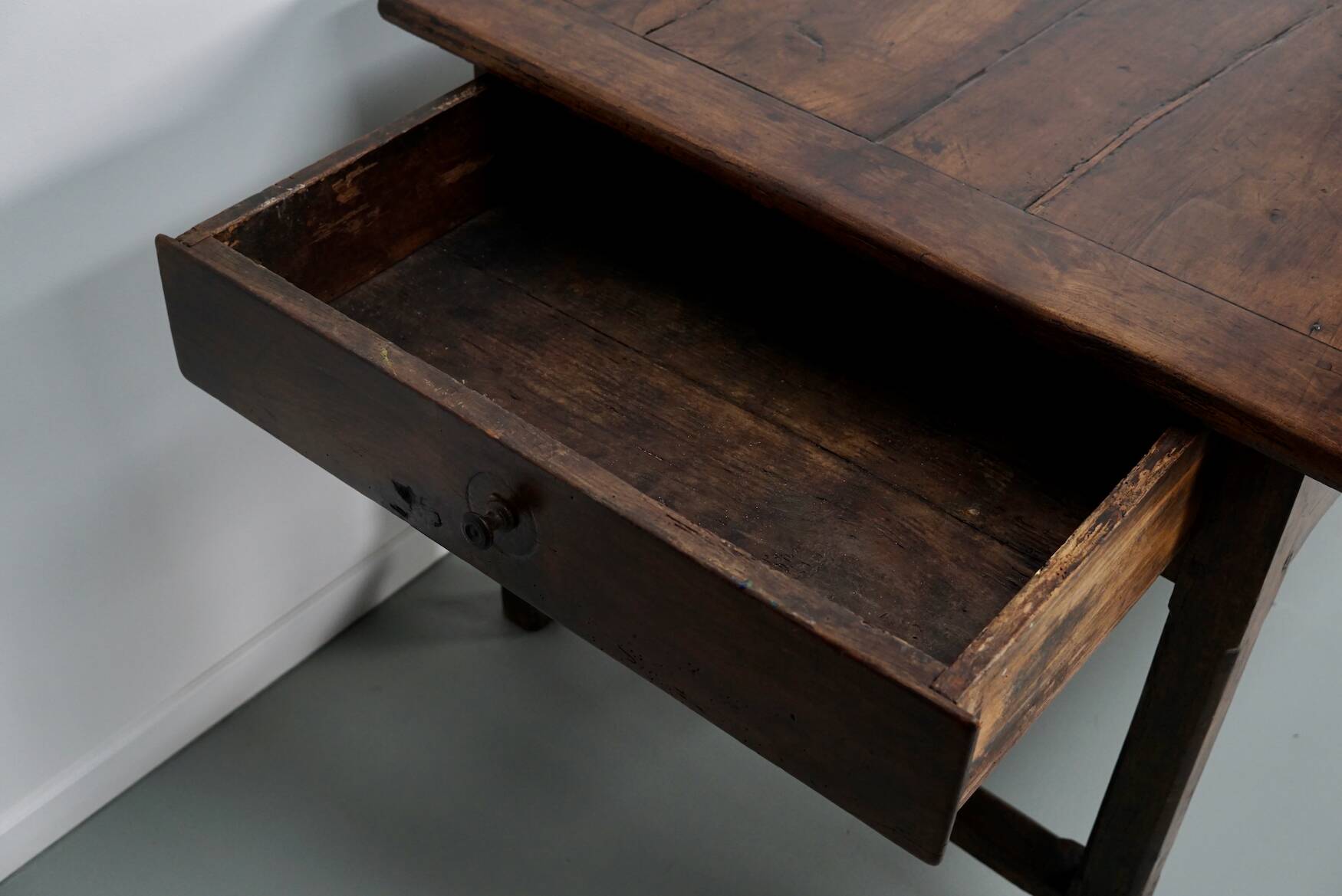 Large Antique 18th Century French Rustic Farmhouse Dining Table Walnut & Oak