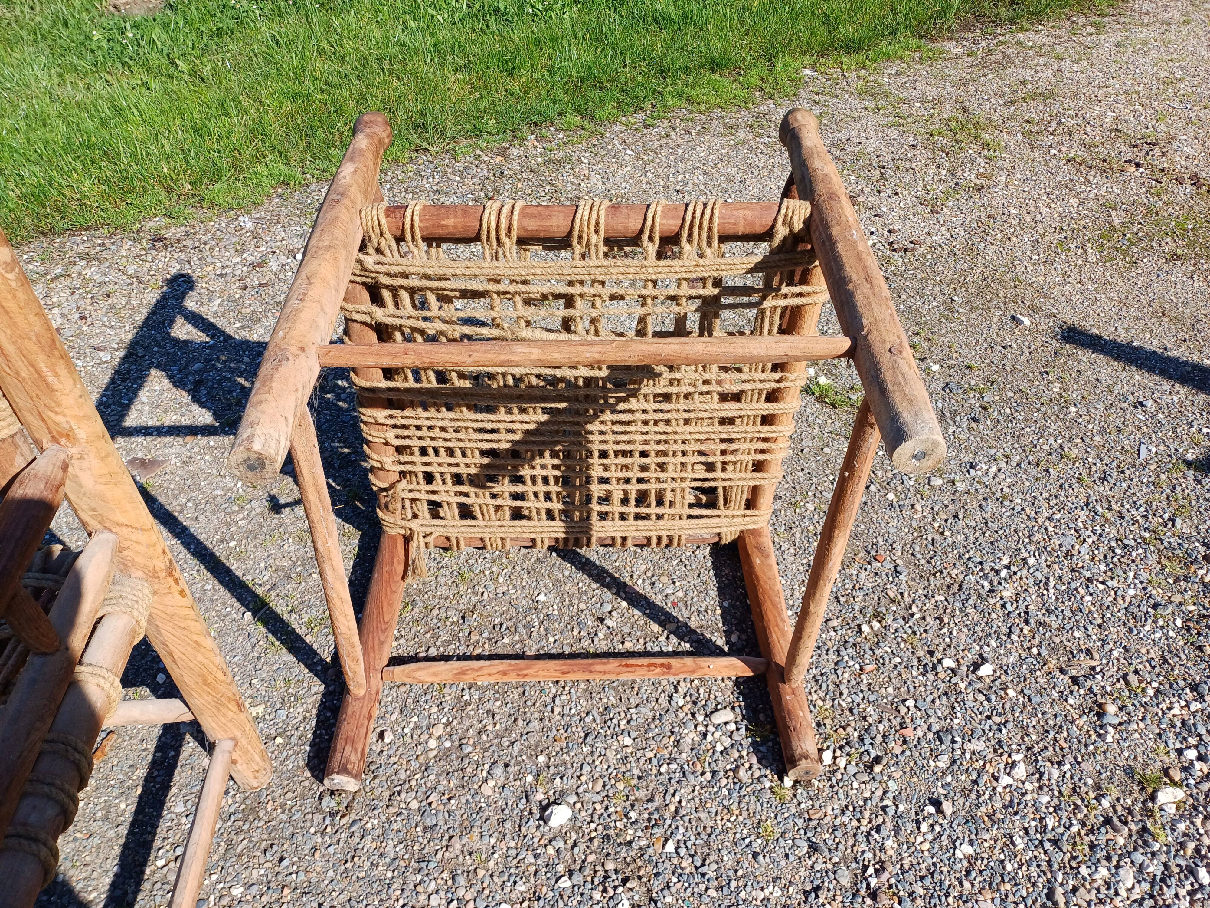 Wood and Rope Armchairs