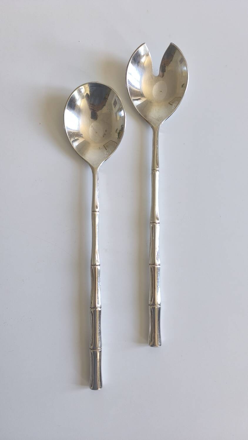 Silver plated salad servers, Italy, 1980s