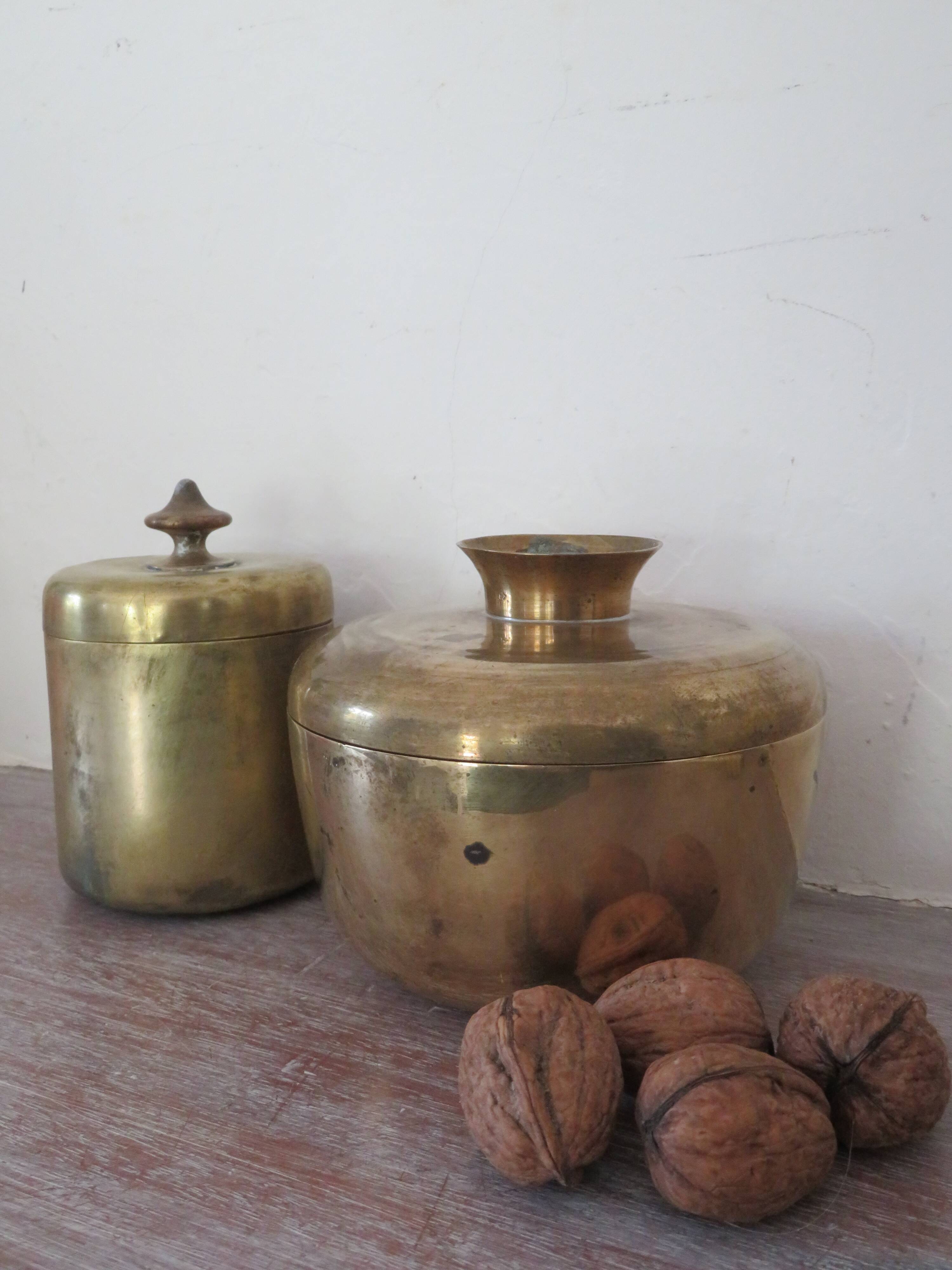 Set of 2 vintage brass boxes