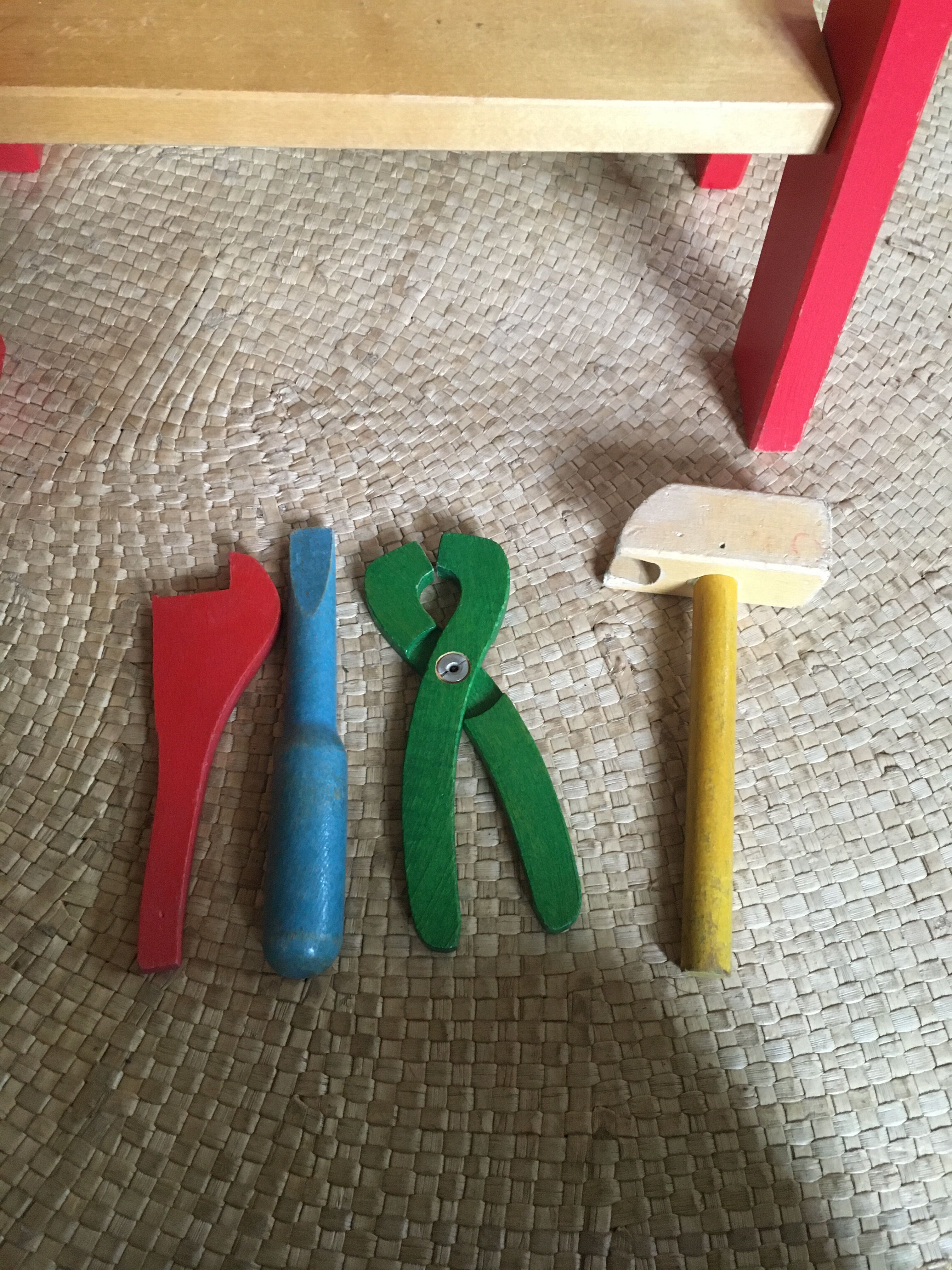 Children's wooden workbench