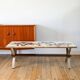 Ceramic coffee table, chrome and teak legs, Space Age, signed, 1970.