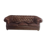 Chesterfield style sofa in vintage brown leather