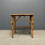 Bamboo side table with mirror top from France, 1940s