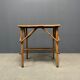 Bamboo side table with mirror top from France, 1940s