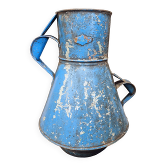 Pichet, bidon, vase à fleurs ancien, bleu azur