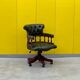 Chesterfield Revolving Captain's Chair with Green Leather Upholstery
