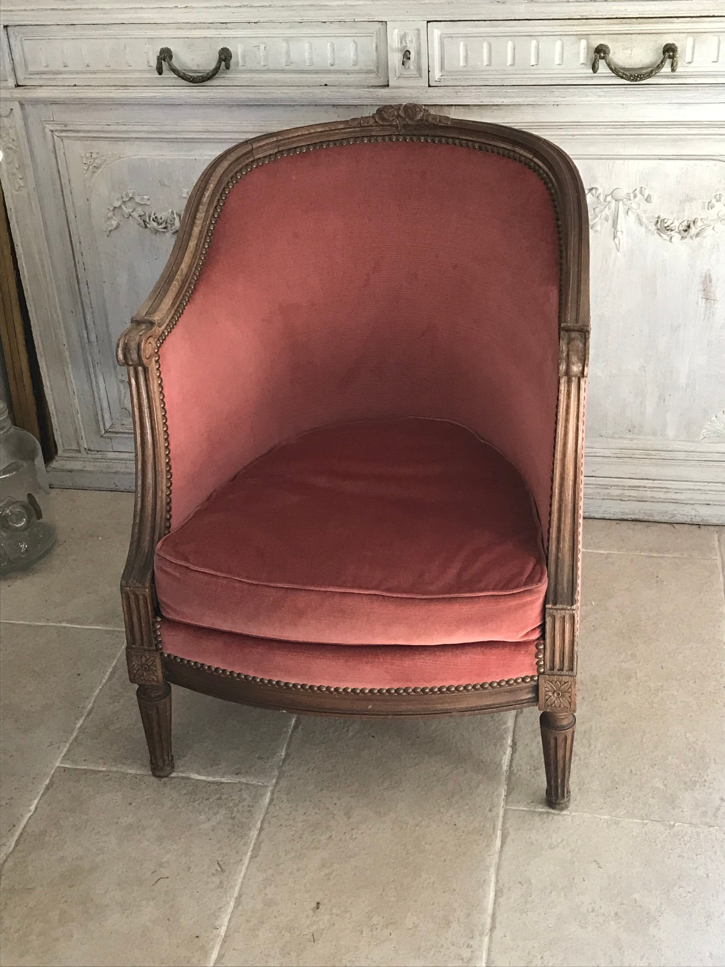Velvet shepherdess armchair