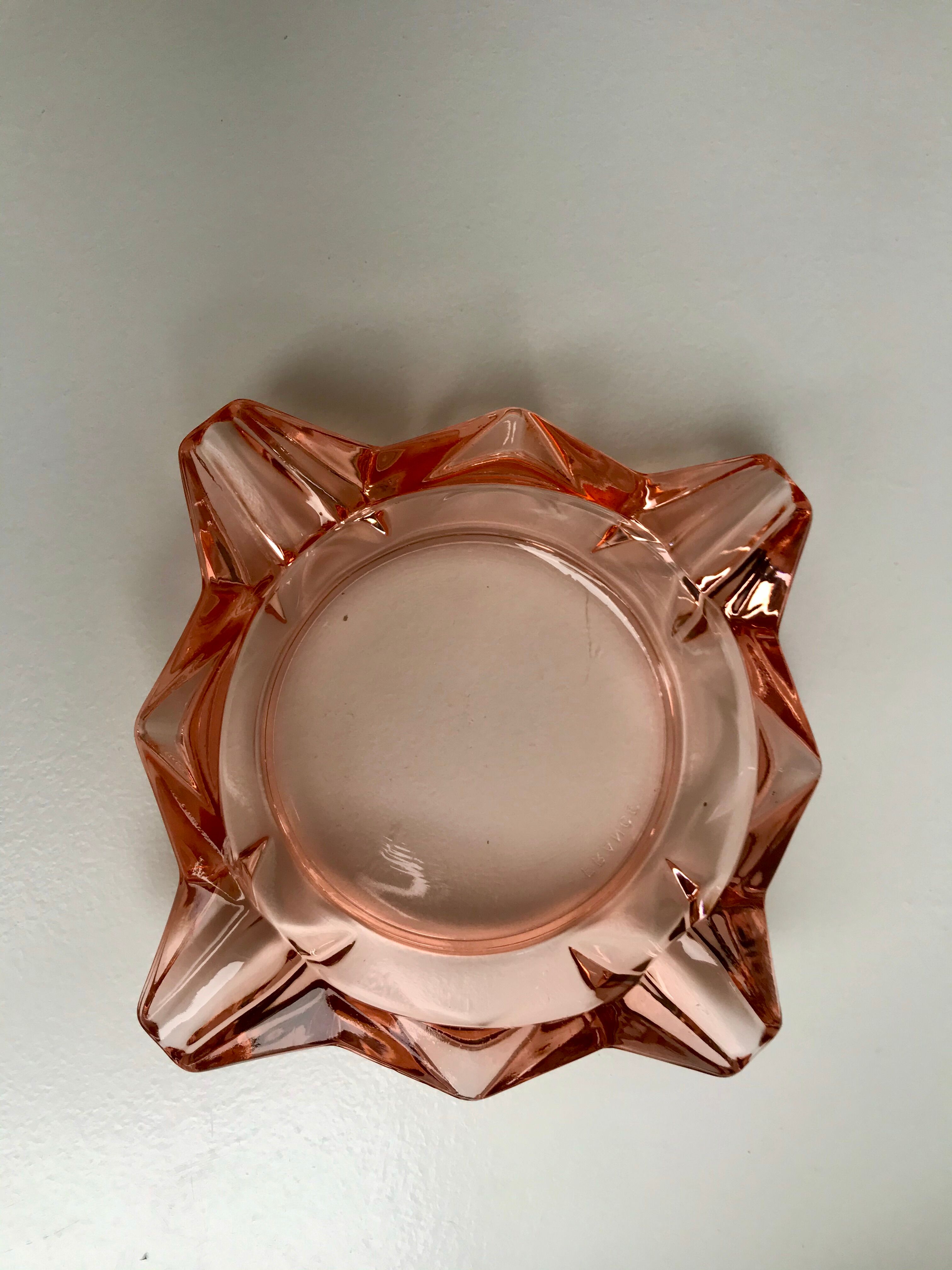 Pink glass ashtray 70s