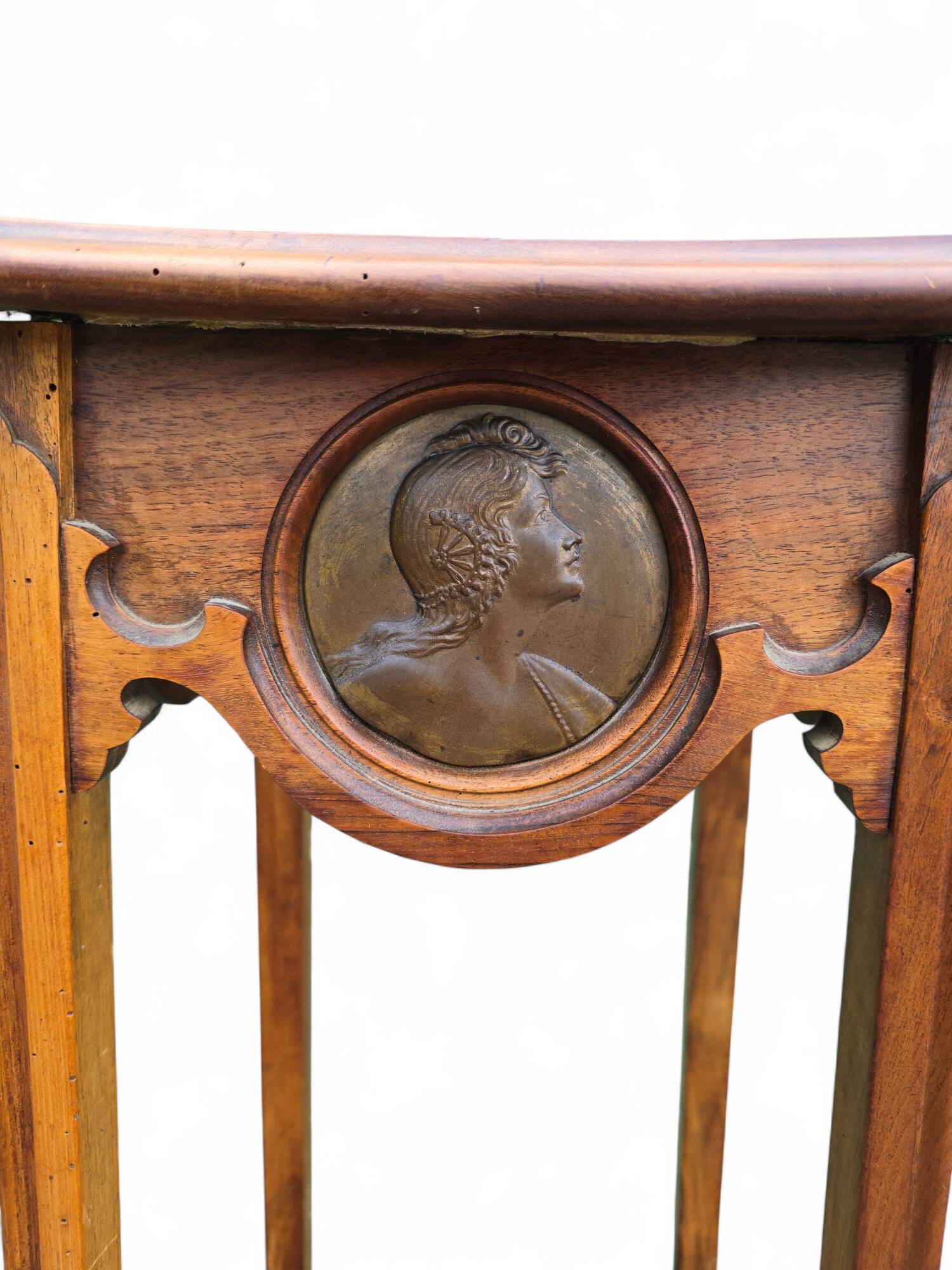 Tall Art Nouveau carved wooden side table