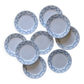 9 dessert plates made of ironstone signed Sarreguemines Juliana