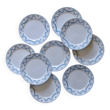 9 assiettes à dessert terre de fer signées Sarreguemines Juliana