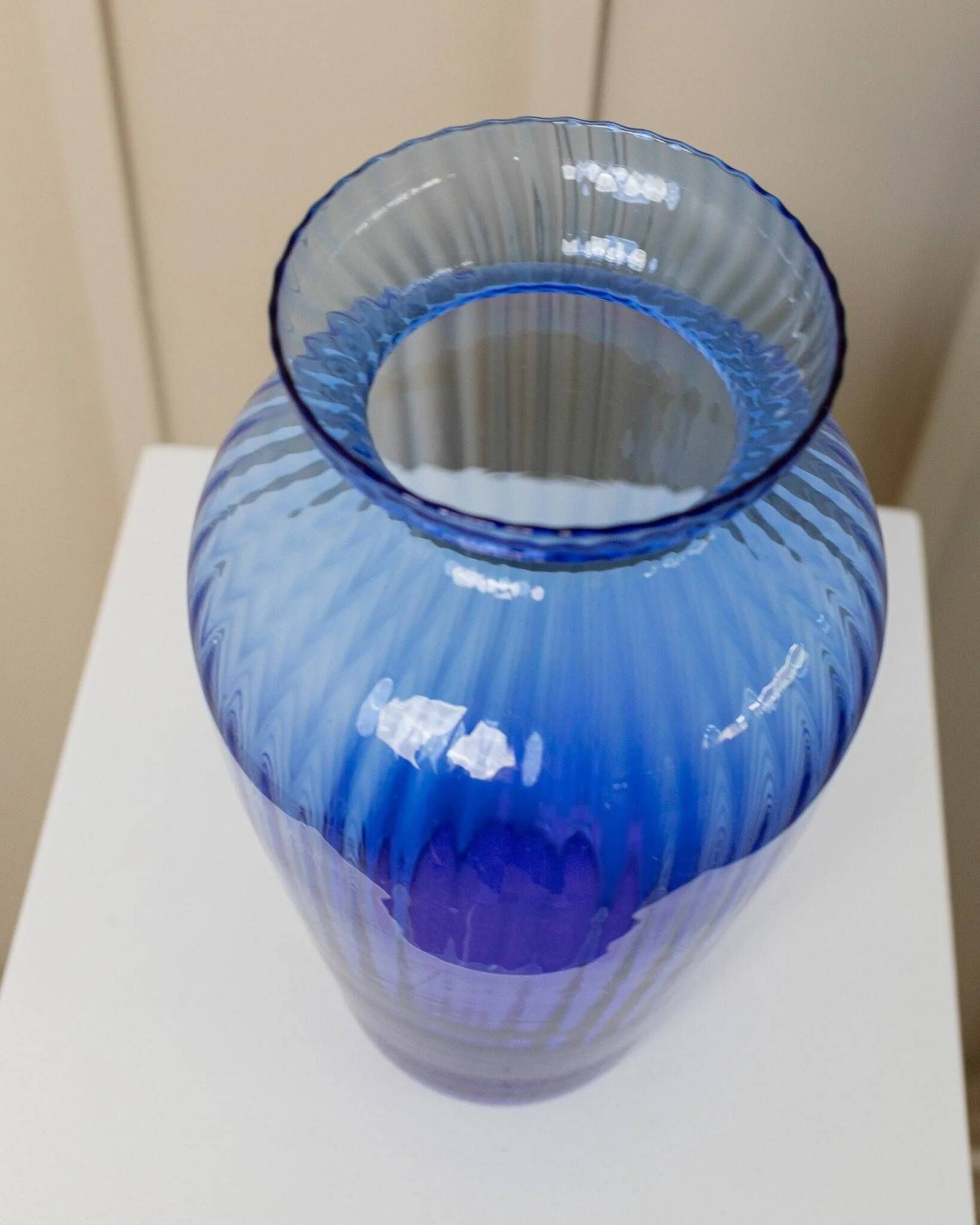 XL Murano Glass Vase in Blue, Italian Mid-Century Art Glass, 1970s