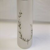 Old art nouveau vase frosted glass cylinder leaf decoration
