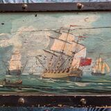 Old painted english marine chest