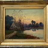Tableau "Paysage impressionniste" signé Glibert, pseudo Karl Kaufmann 1843-1905