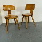 Vintage set of 2 mid century modernist beech Children's Chairs 1950s