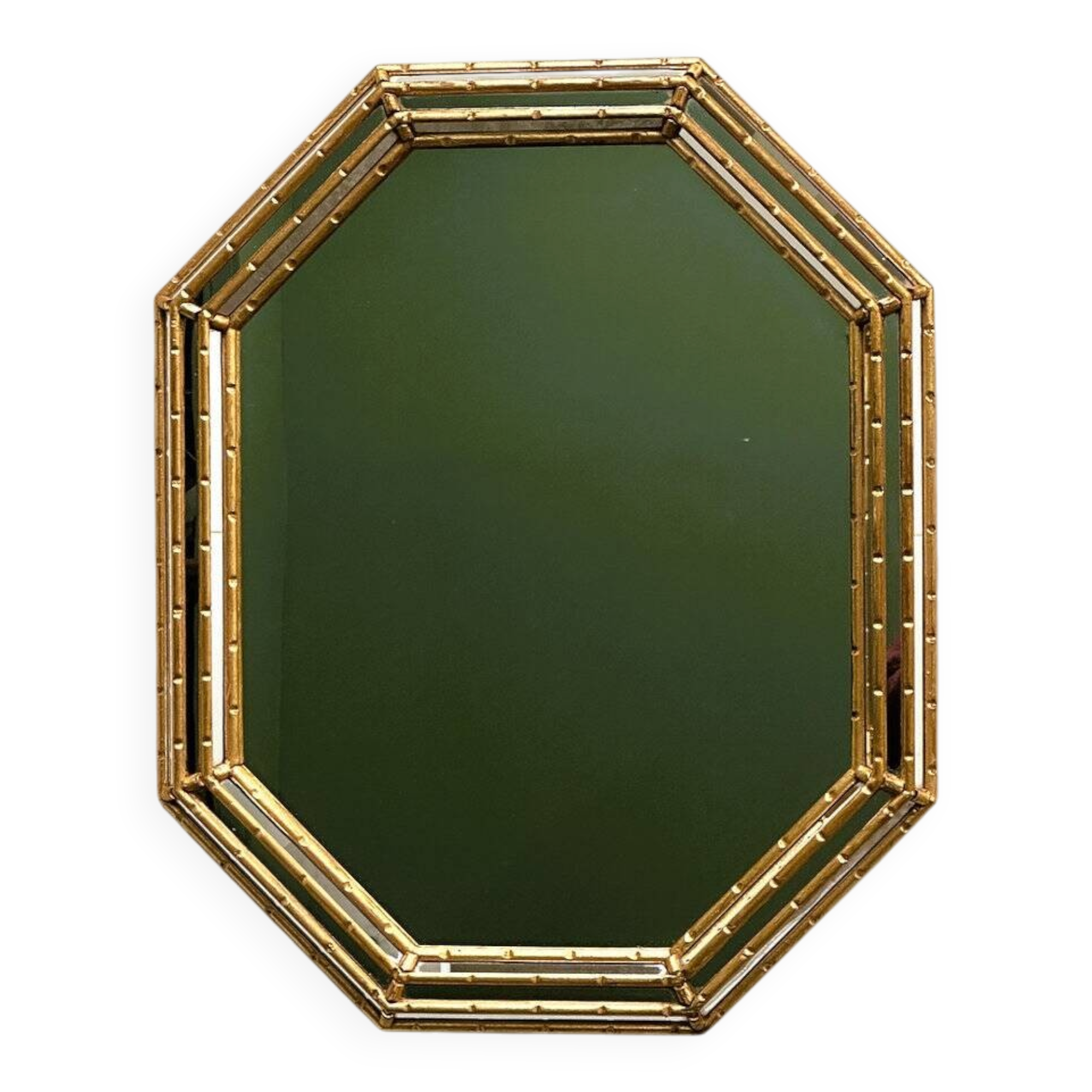 Vintage faux bamboo gilt mirror, 1980s