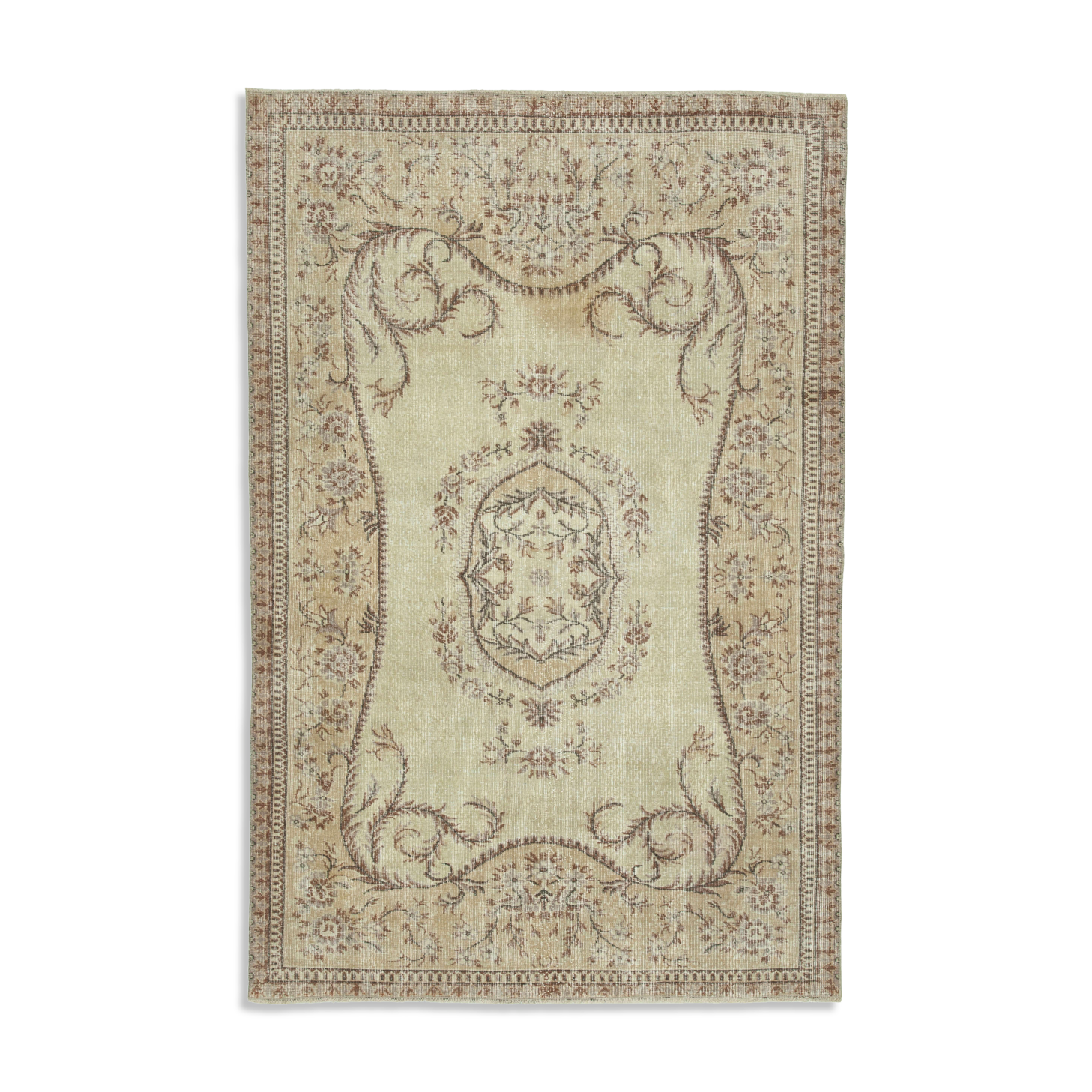 Handwoven decorative anatolian beige carpet 167 cm x 253 cm - 24927