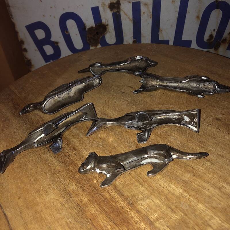 Set of 6 art deco animal knife holders