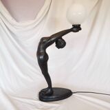 Large lamp, woman with ball, yoga, art deco style, 1980