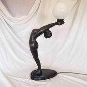 Large lamp, woman with ball, yoga, art deco style, 1980