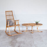 Rocking chair mid-century en rotin Allemagne 1960s