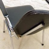 Black Leatherette Dutch Design Gispen Armchairs by Martin de Wit, 1960s.