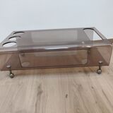 Rolling bar coffee table in vintage plexiglass 70s