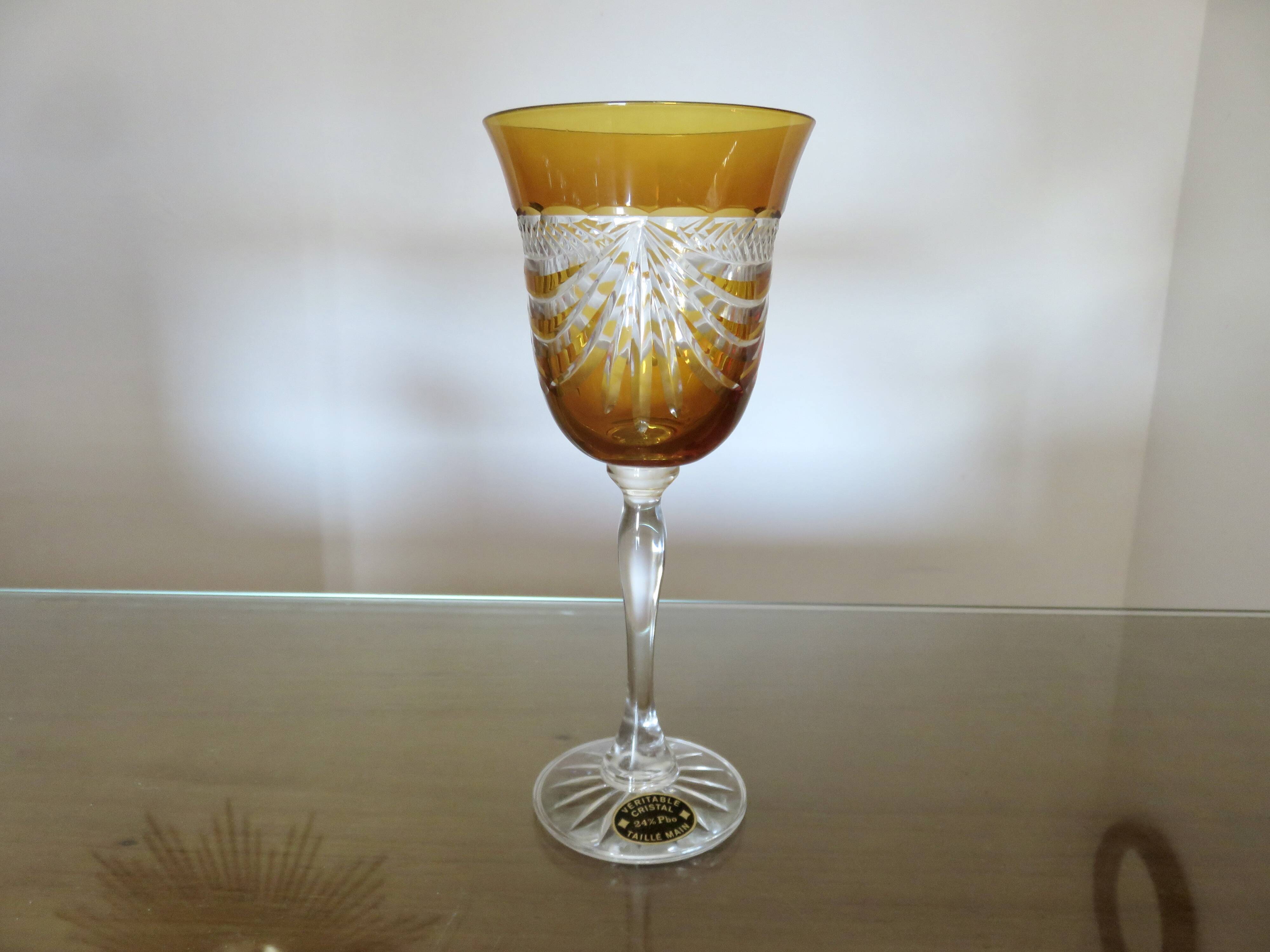 Service cristal couleur "Cristalleries de Lorraine" carafe et 5 verres