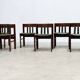 Green leather brutalist dining chairs