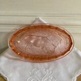 Beurrier coupelle vaches en verre rose France