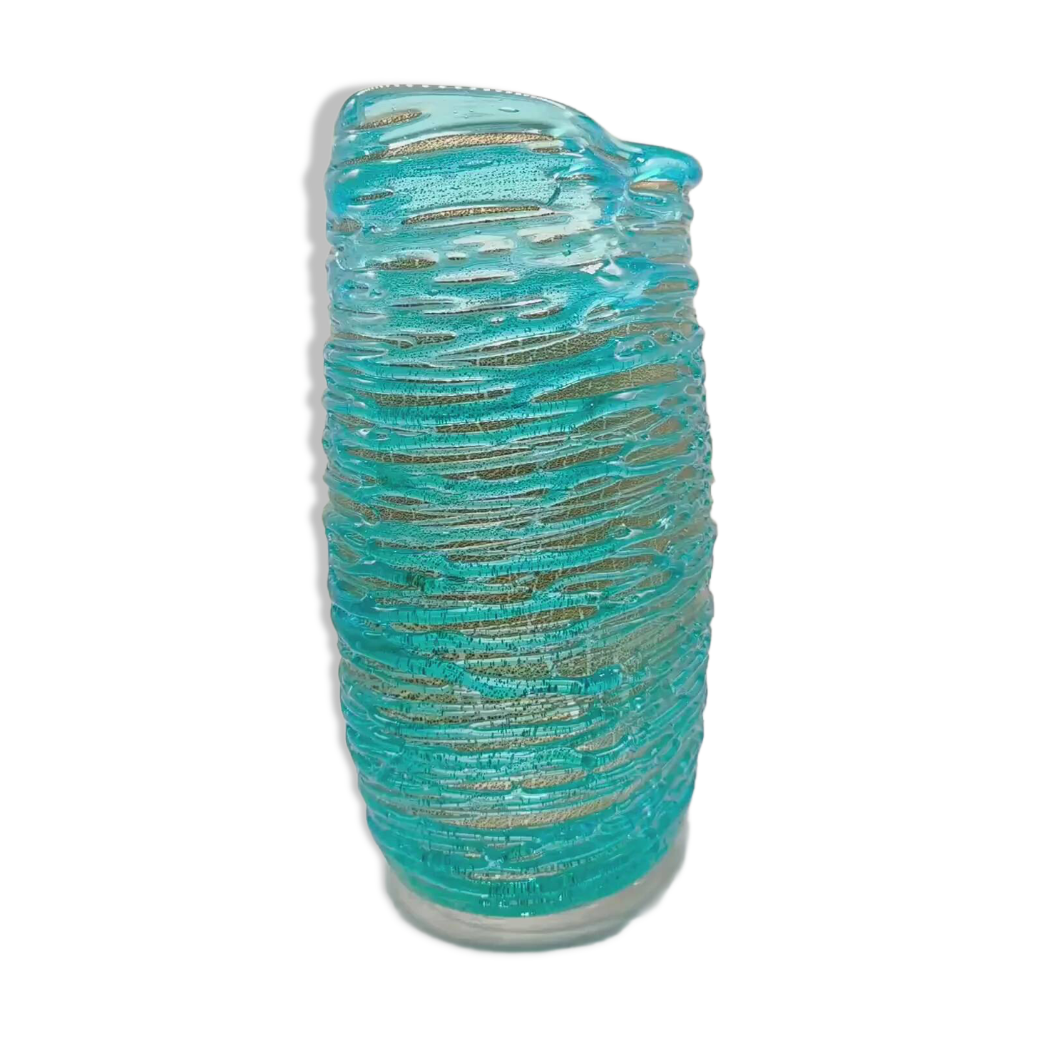 Mid-century stunning vase in hand-worked Murano glass by Sergio Costantini with the rare original certificate. Made in Murano, Italy.