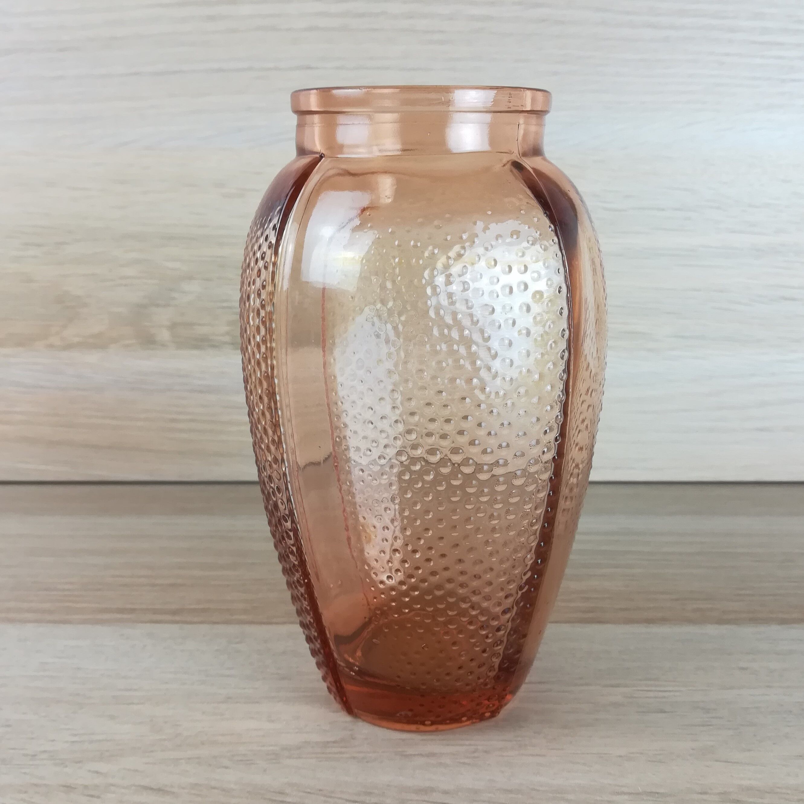 Peach pink glass vase
