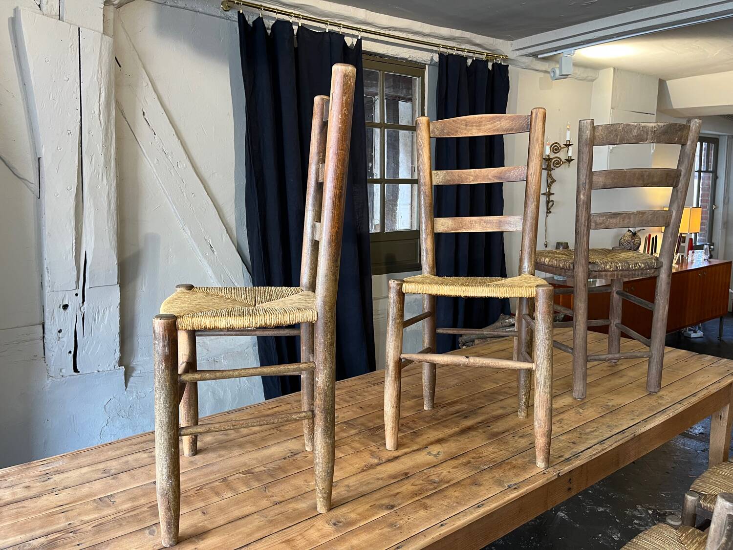 Lot of 6 straw chairs from the end of the 19th century